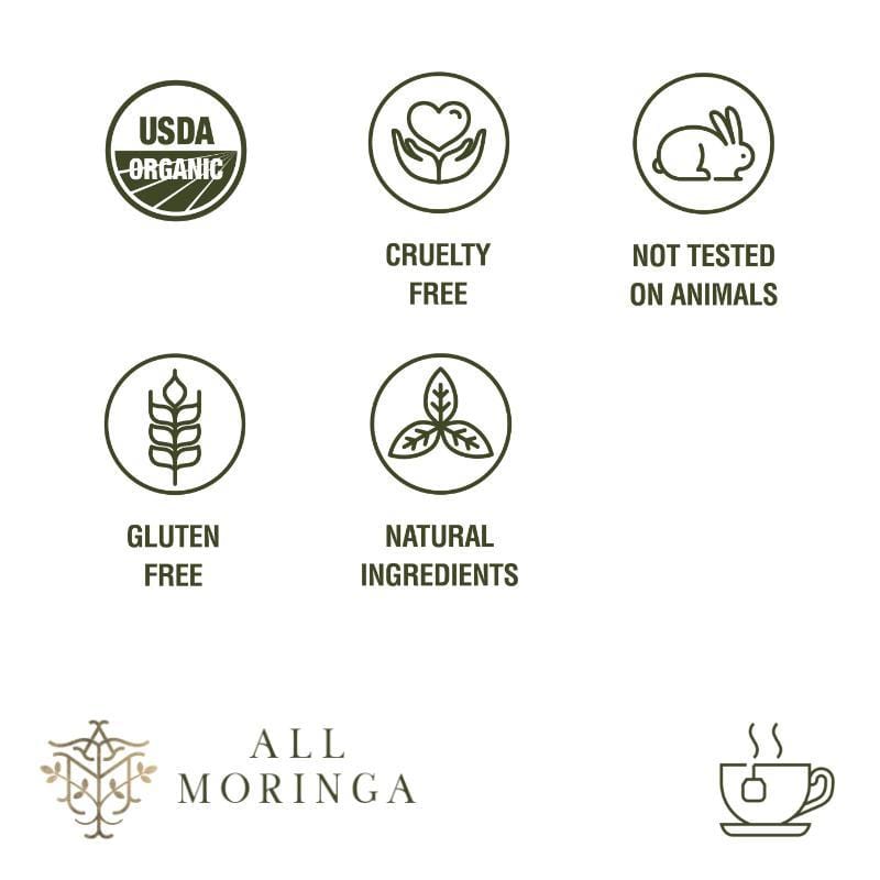 Premium Organic Moringa Leaf and Ginger Herbal Tea USDA Certified 28 Tea Bags