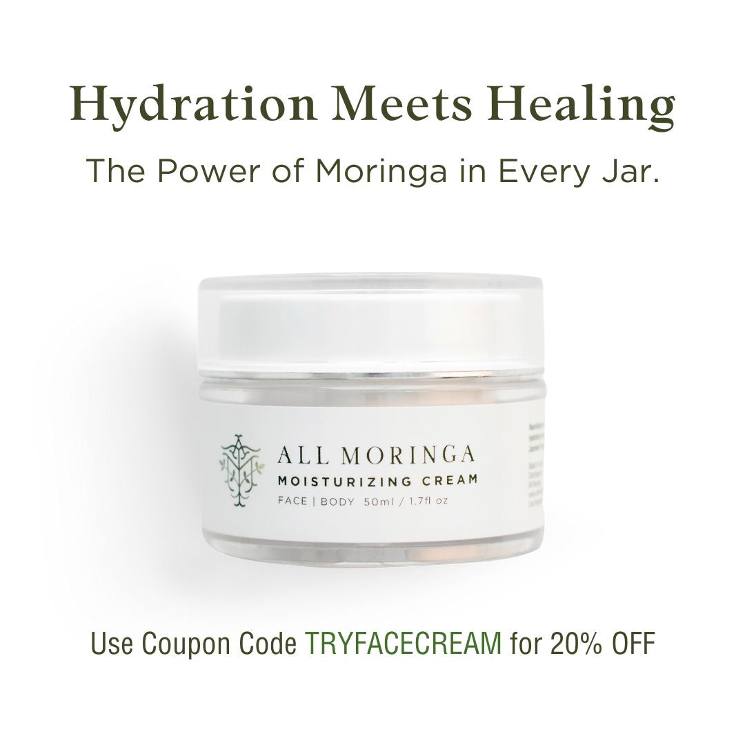 All Natural Moringa Face Cream – Lightweight Moisturizer for Sensitive Skin – Hydrating & Nourishing Formula