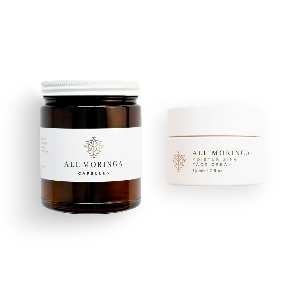 Skincare supplements Moringa Face Cream + Moringa leaf Capsules/Powder | Beautiful Inside and Out